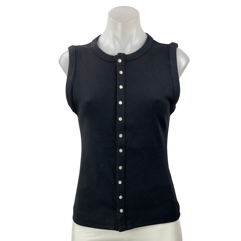NEW Abercrombie & Fitch Women's Black Sleeveless Knit Button Down Shirt Top S